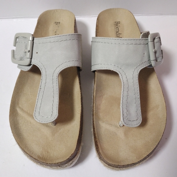 Bjorndal Penelope Footbed Women's T-Strap Slip-On Thong Espadrille Cork Sandal 7 - Picture 2 of 10